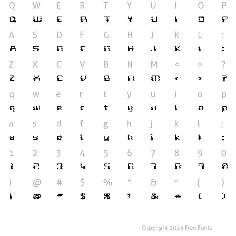 Character Map of FZ DIGITAL 5 WAVEY EX Normal