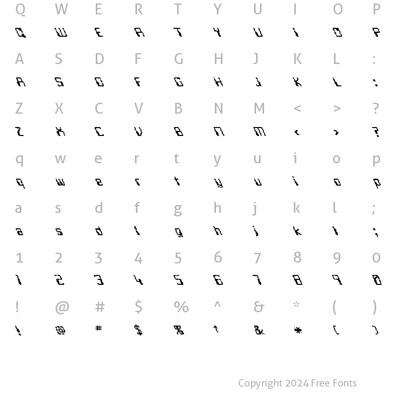 Character Map of FZ DIGITAL 5 WAVEY LEFTY Normal