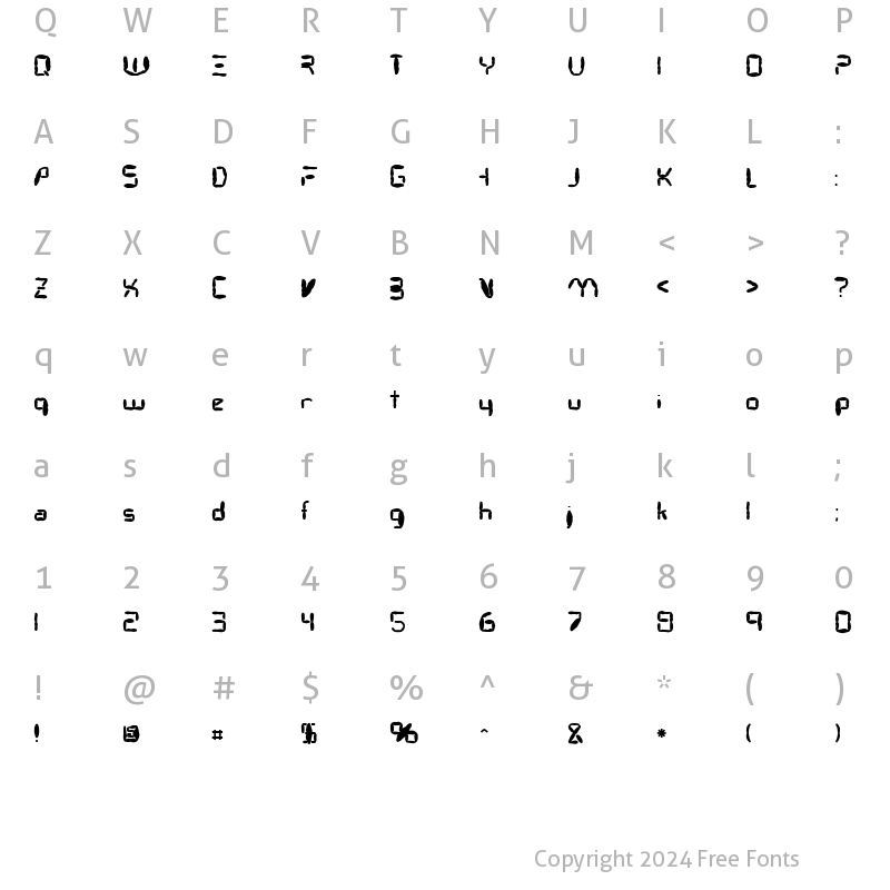 Character Map of FZ DIGITAL 7 MANGLED Normal