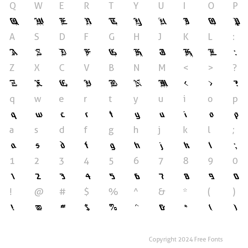 Character Map of FZ GOTHIC 1 LEFTY Normal