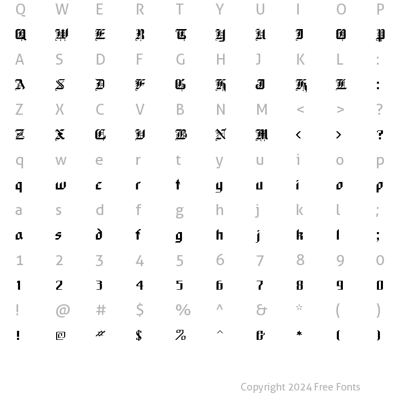 Character Map of FZ GOTHIC 1 Normal