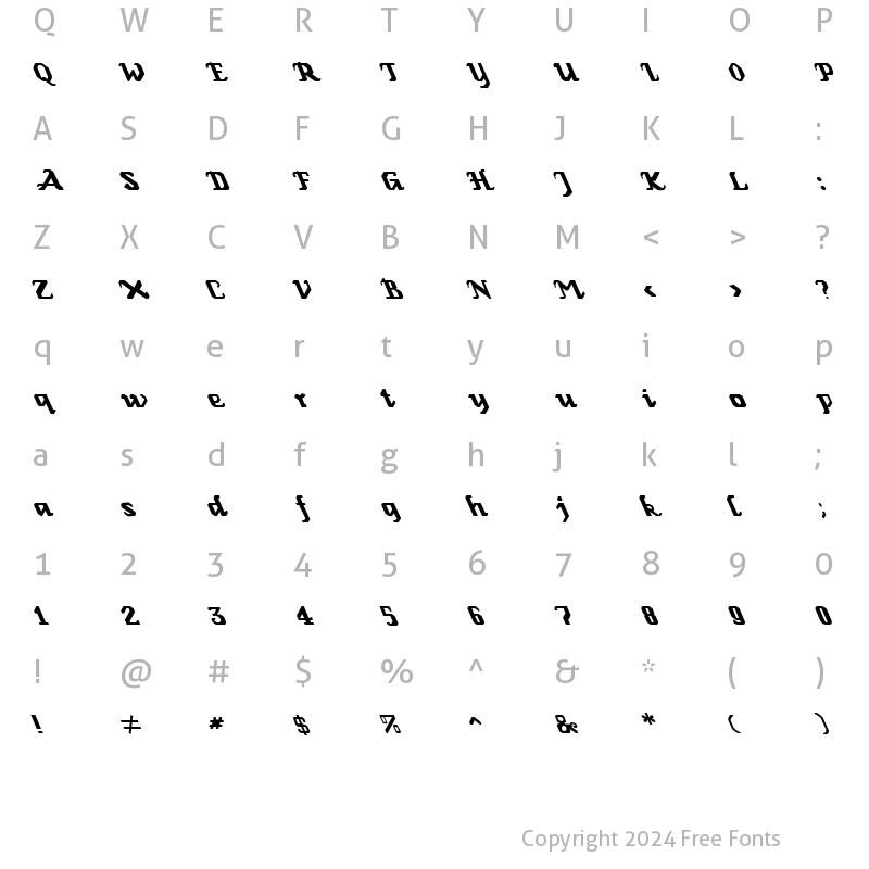 Character Map of FZ GOTHIC 2 LEFTY Normal