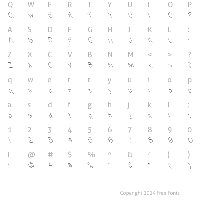 Character Map of FZ HAND 1 LEFTY Normal