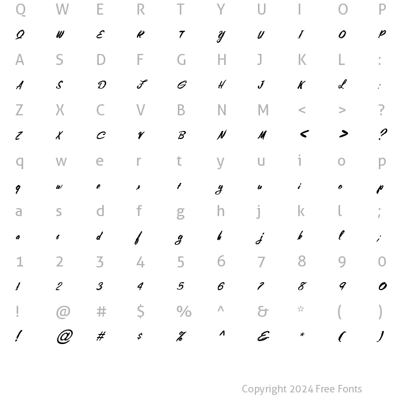 Character Map of FZ HAND 10 MANGLED ITALIC Normal