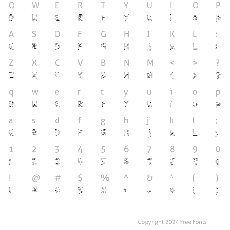 Character Map of FZ HAND 11 HOLLOW Normal