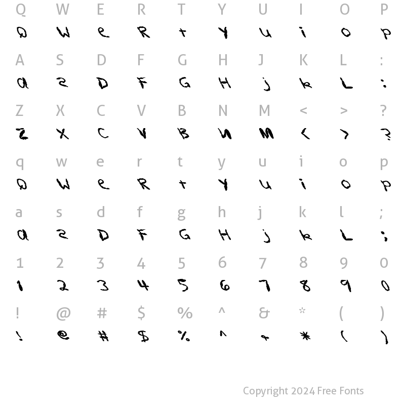 Character Map of FZ HAND 11 MANGLED LEFTY Normal