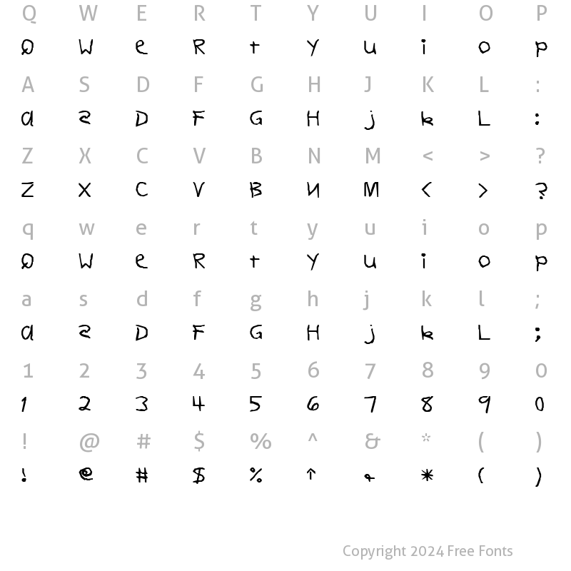 Character Map of FZ HAND 11 Normal