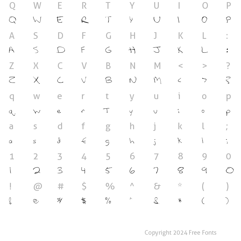 Character Map of FZ HAND 12 Normal