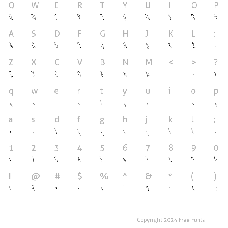 Character Map of FZ HAND 13 LEFTY Normal