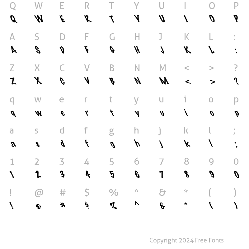 Character Map of FZ HAND 14 LEFTY Normal