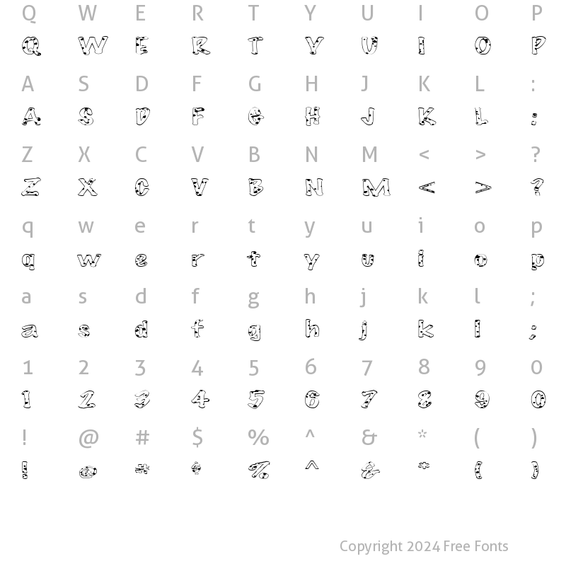 Character Map of FZ HAND 14 SPOTTED EX Normal