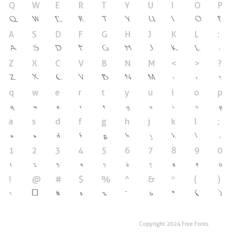 Character Map of FZ HAND 16 LEFTY Normal