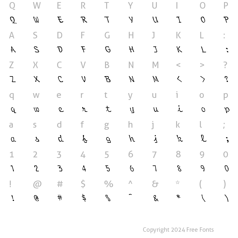 Character Map of FZ HAND 20 LEFTY Normal