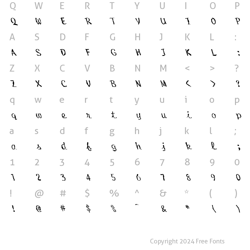 Character Map of FZ HAND 20 MANGLED LEFTY Normal