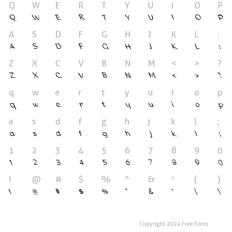 Character Map of FZ HAND 21 LEFTY Normal