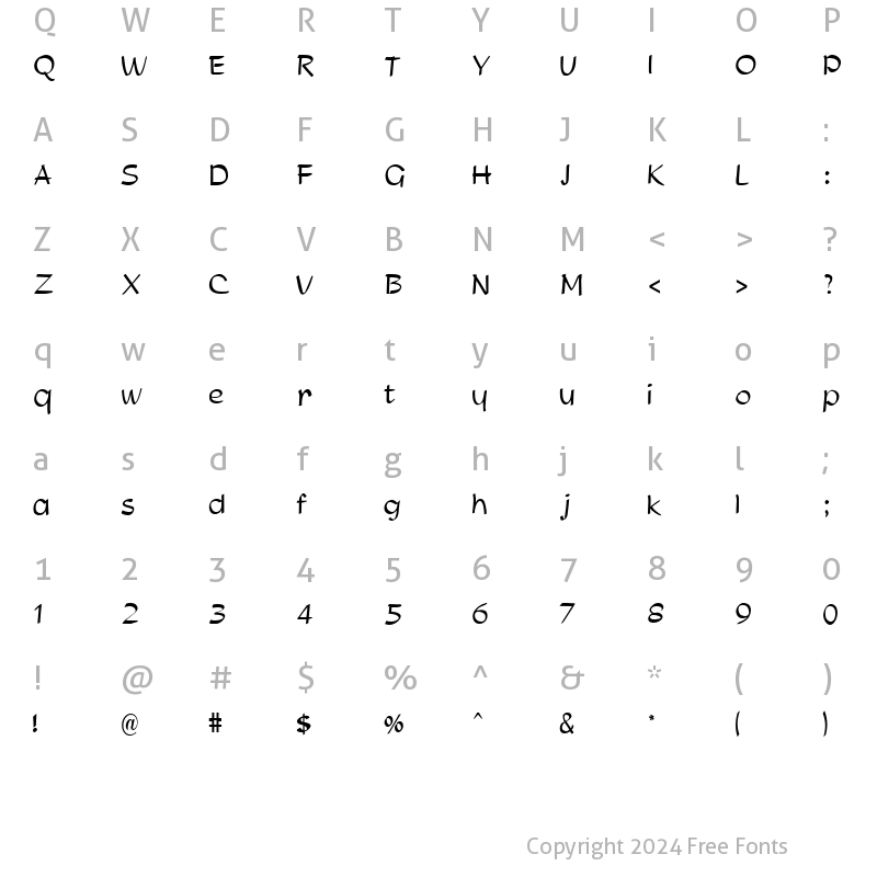 Character Map of FZ HAND 21 Normal