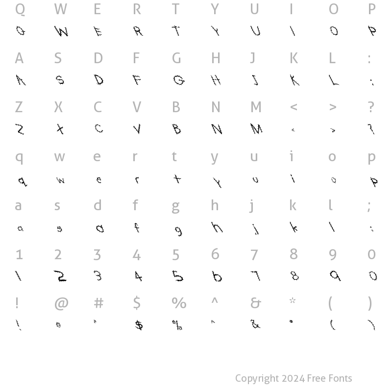 Character Map of FZ HAND 22 SPIKED LEFTY Normal