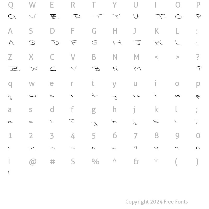 Character Map of FZ HAND 24 EX Normal