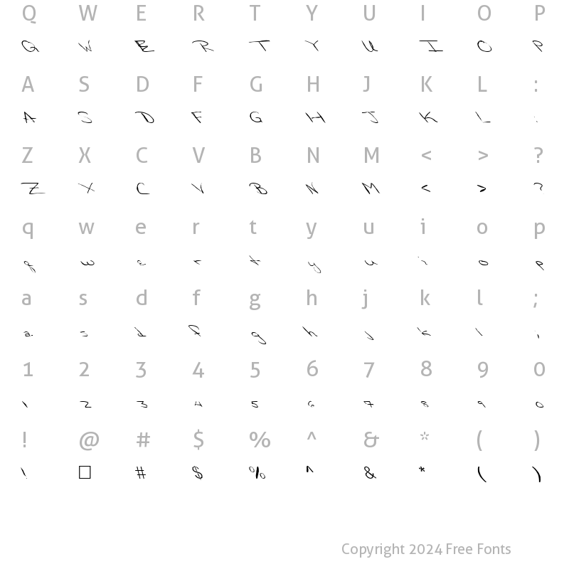 Character Map of FZ HAND 24 MANGLED LEFTY Normal