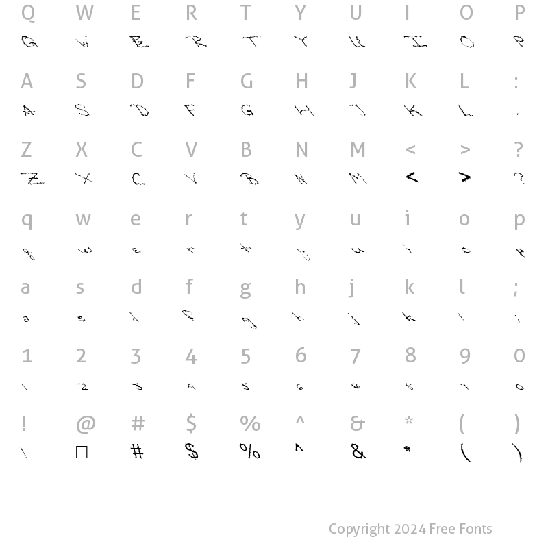 Character Map of FZ HAND 24 SPIKED LEFTY Normal