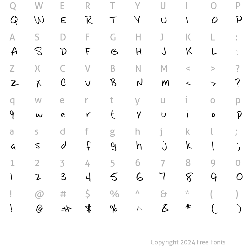 Character Map of FZ HAND 25 LEFTY Normal