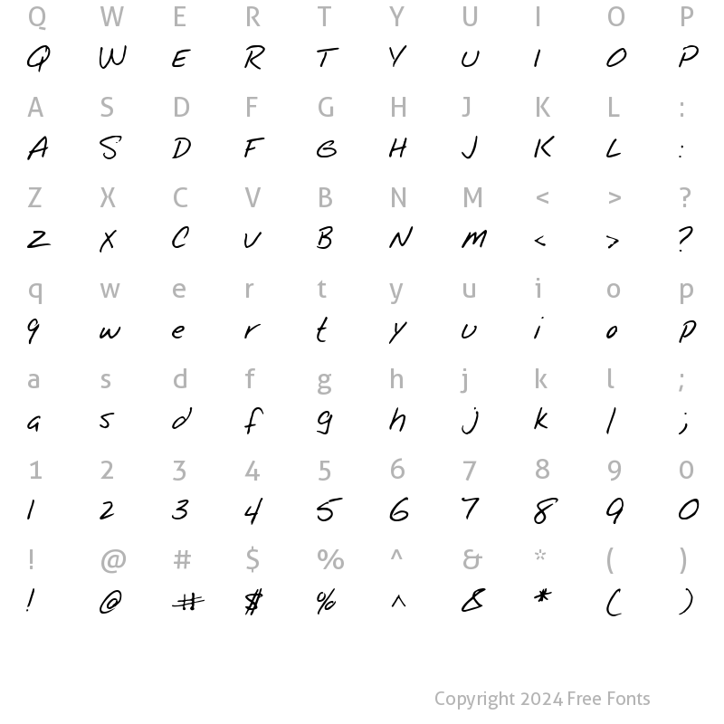 Character Map of FZ HAND 25 Normal