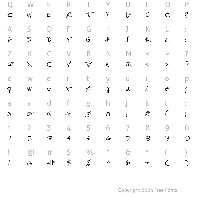 Character Map of FZ HAND 28 Normal