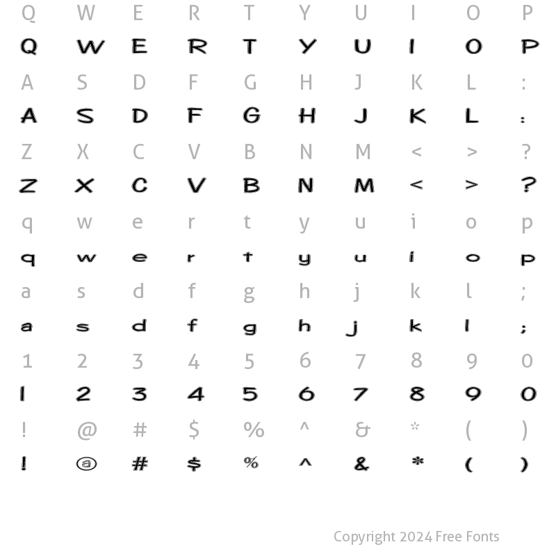 Character Map of FZ HAND 7 CONTOUR EX Normal