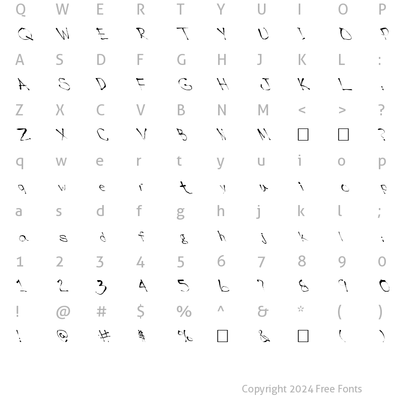 Character Map of FZ HAND 9 LEFTY Normal