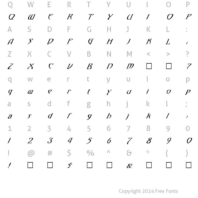 Character Map of FZ JAZZY 1 ITALIC Normal