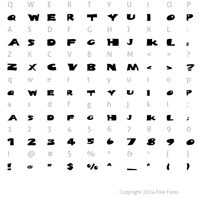 Character Map of FZ JAZZY 10 EX Light