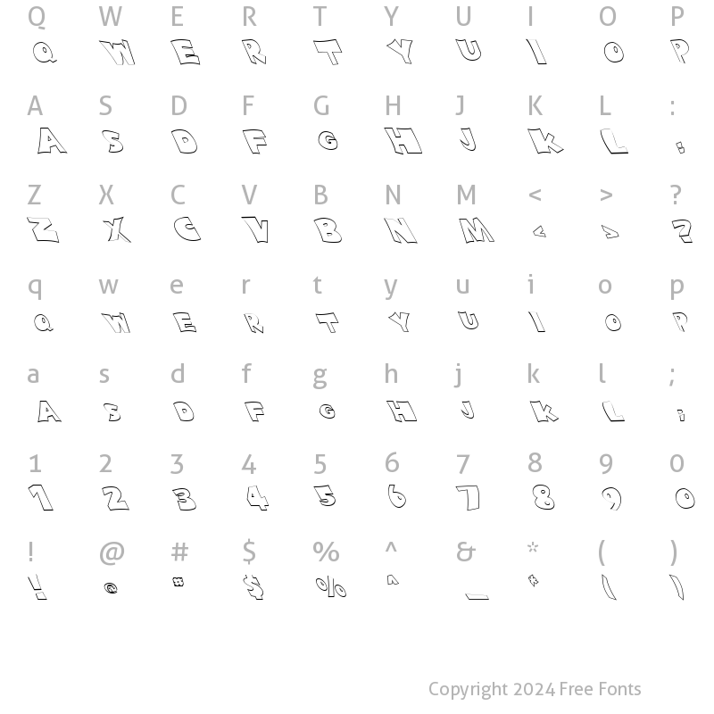 Character Map of FZ JAZZY 10 HOLLOW LEFTY Light