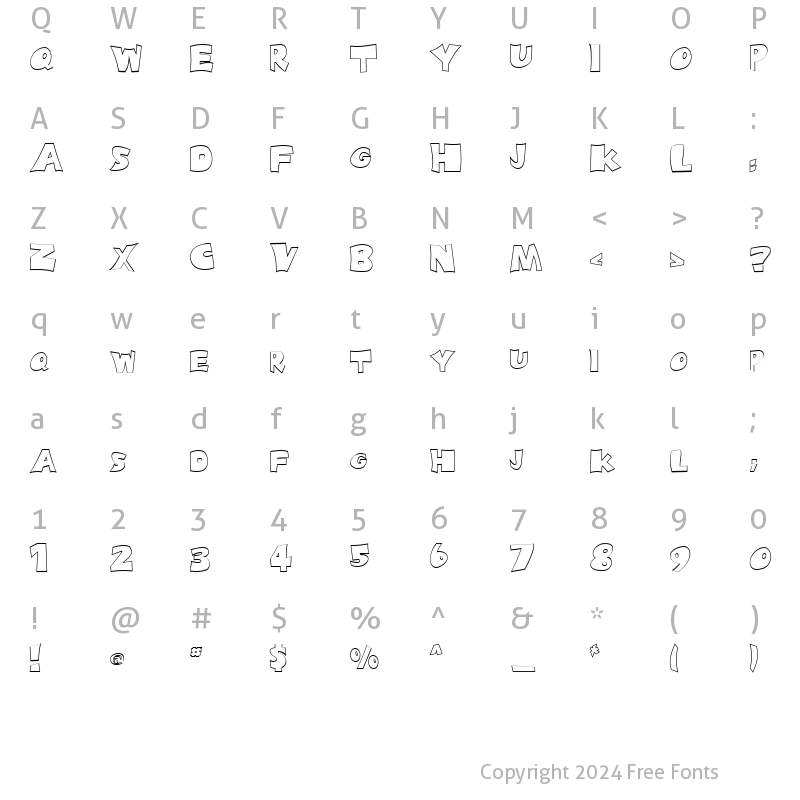 Character Map of FZ JAZZY 10 HOLLOW Light