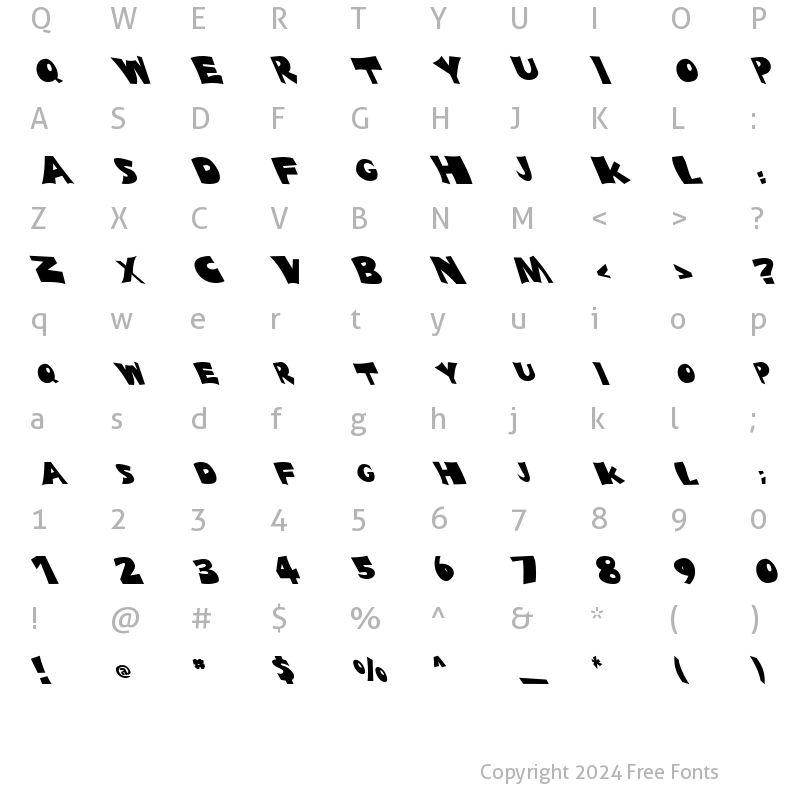 Character Map of FZ JAZZY 10 LEFTY Light