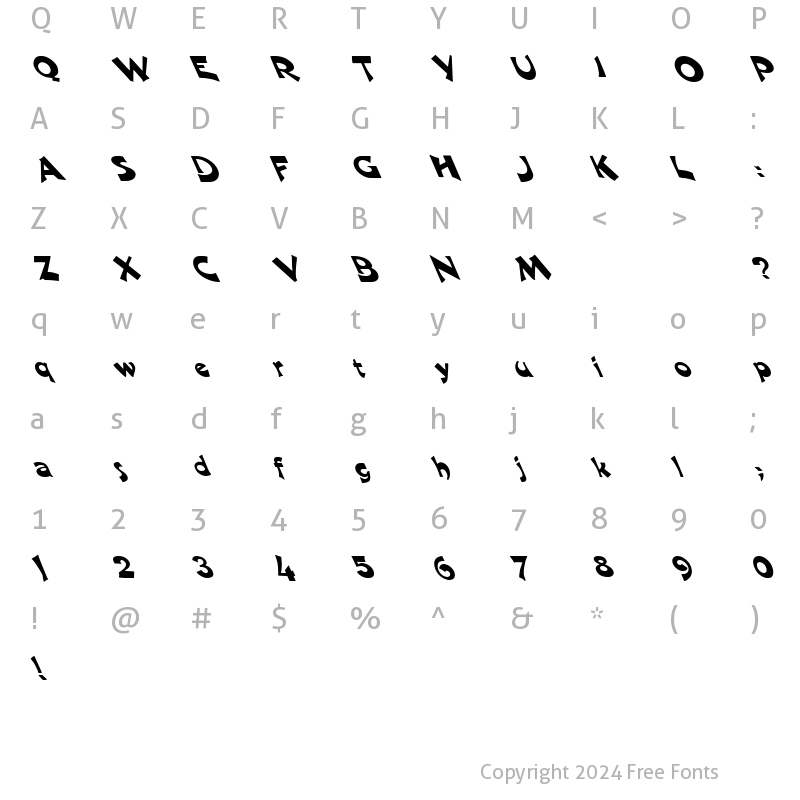 Character Map of FZ JAZZY 11 LEFTY Normal