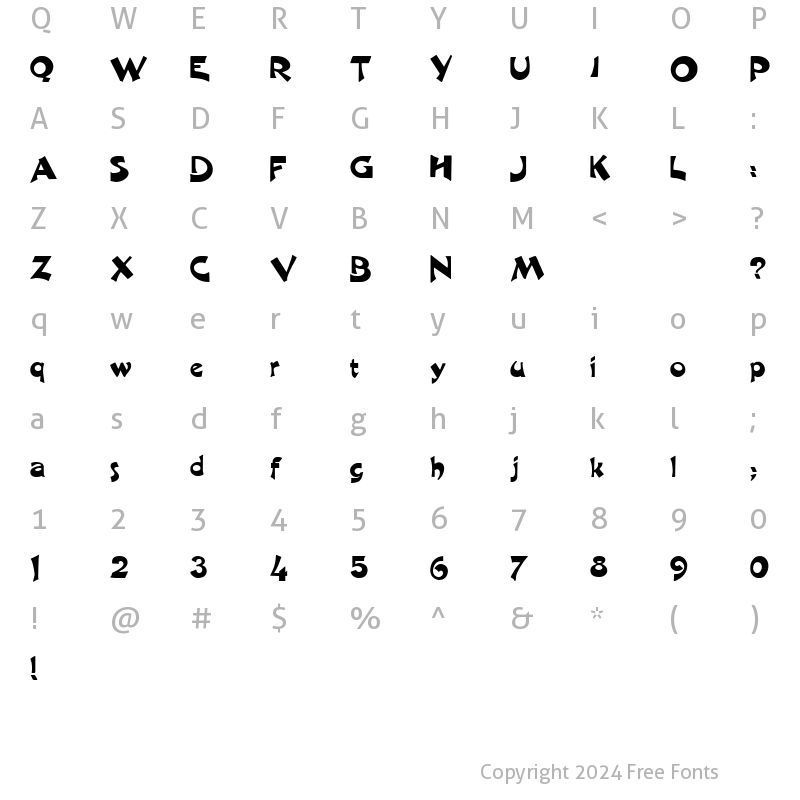 Character Map of FZ JAZZY 11 Normal