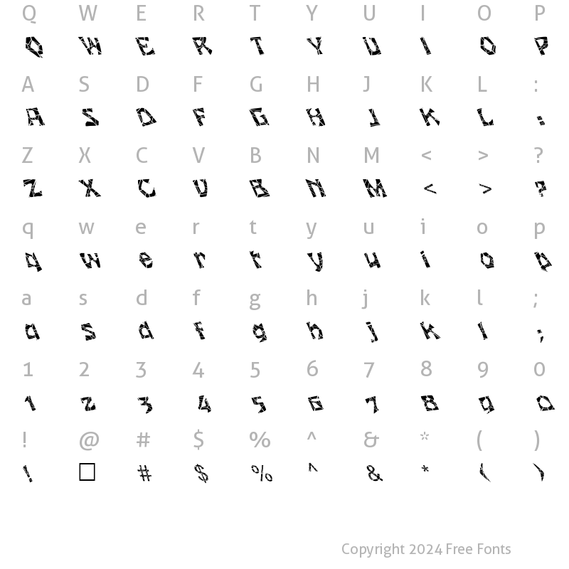 Character Map of FZ JAZZY 12 CRACKED LEFTY Normal