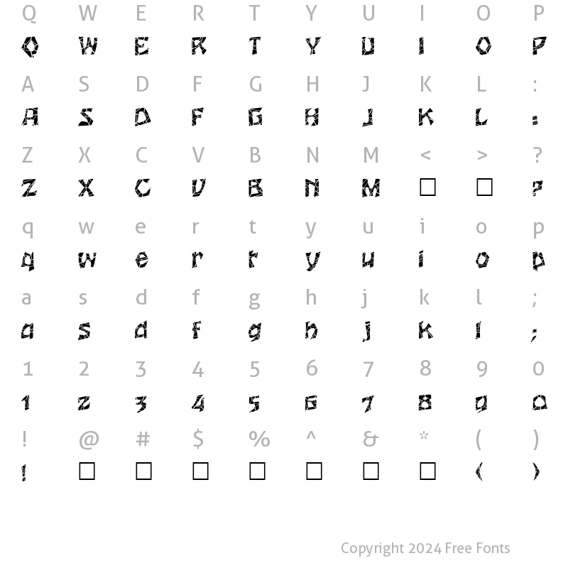 Character Map of FZ JAZZY 12 CRACKED Normal