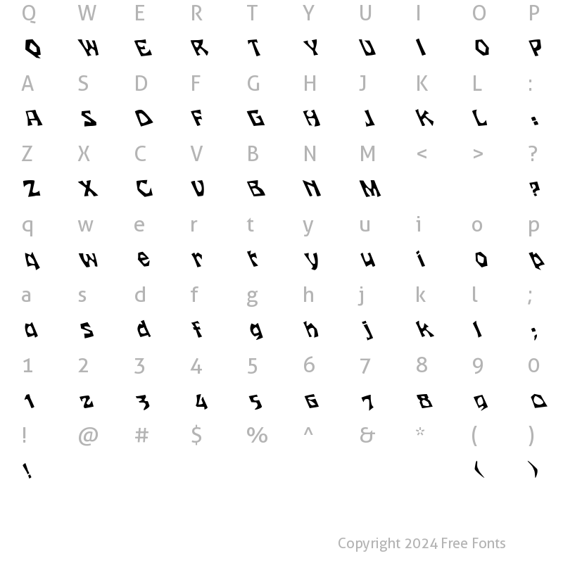 Character Map of FZ JAZZY 12 LEFTY Normal