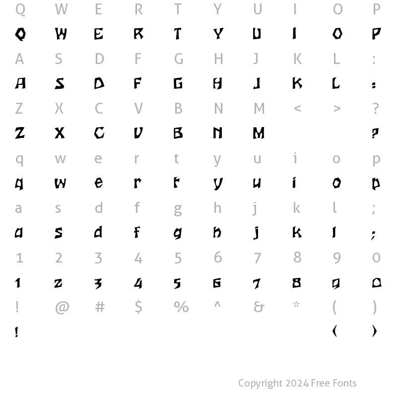 Character Map of FZ JAZZY 12 Normal