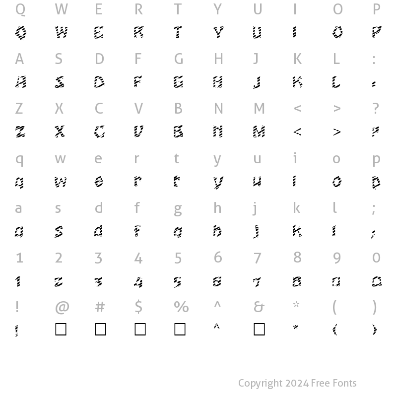 Character Map of FZ JAZZY 12 STRIPED Normal