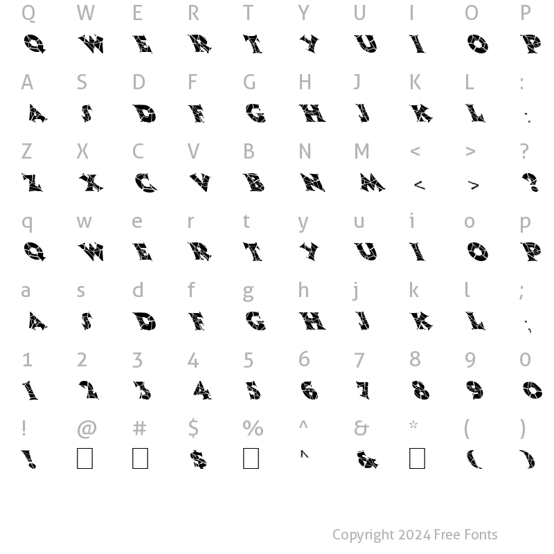 Character Map of FZ JAZZY 13 CRACKED LEFTY Normal