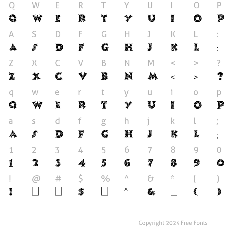 Character Map of FZ JAZZY 13 CRACKED Normal