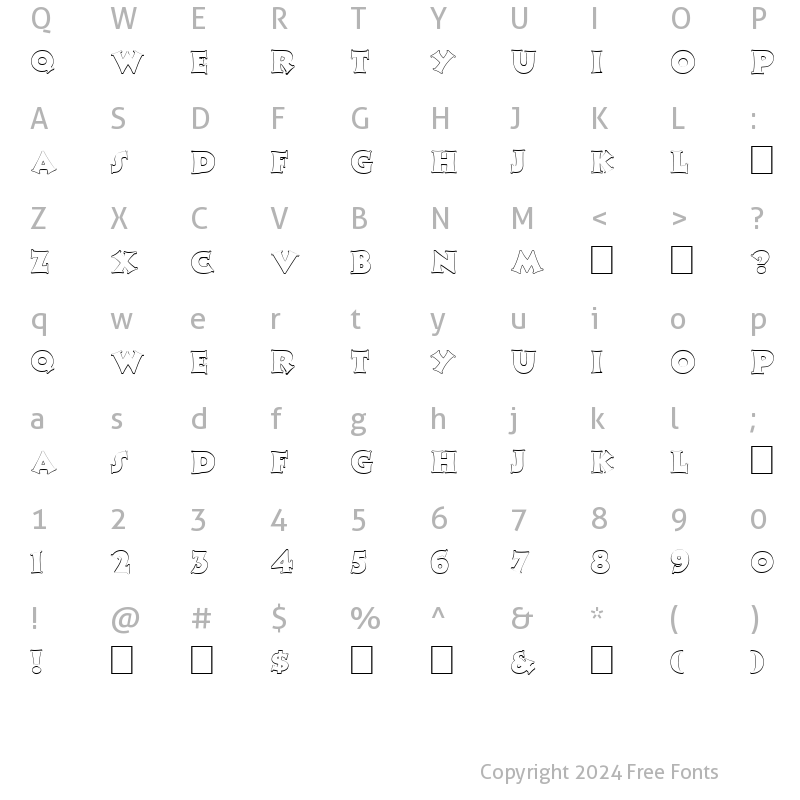 Character Map of FZ JAZZY 13 HOLLOW Normal