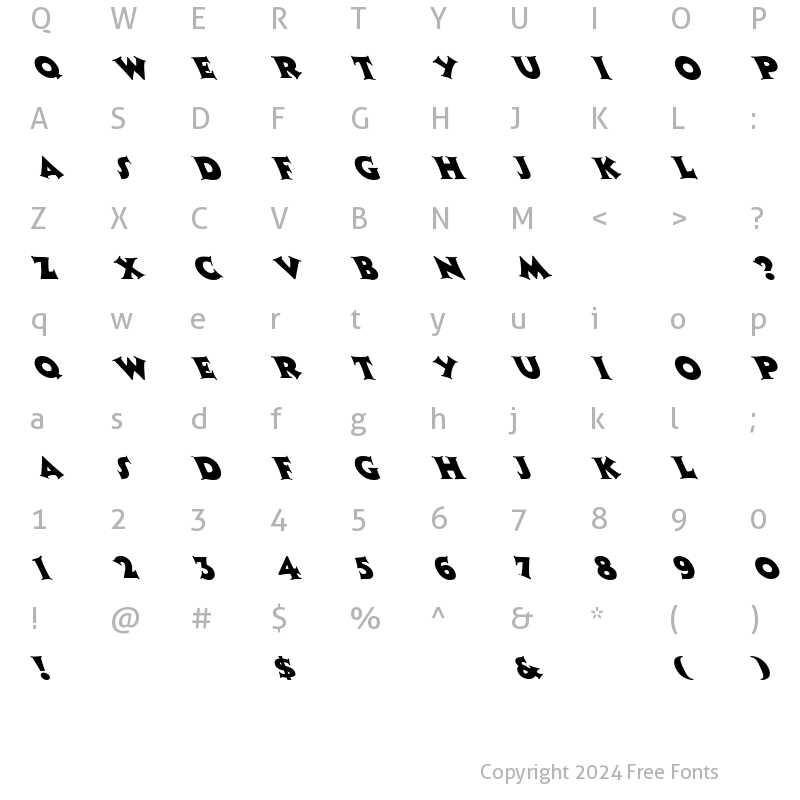 Character Map of FZ JAZZY 13 LEFTY Normal