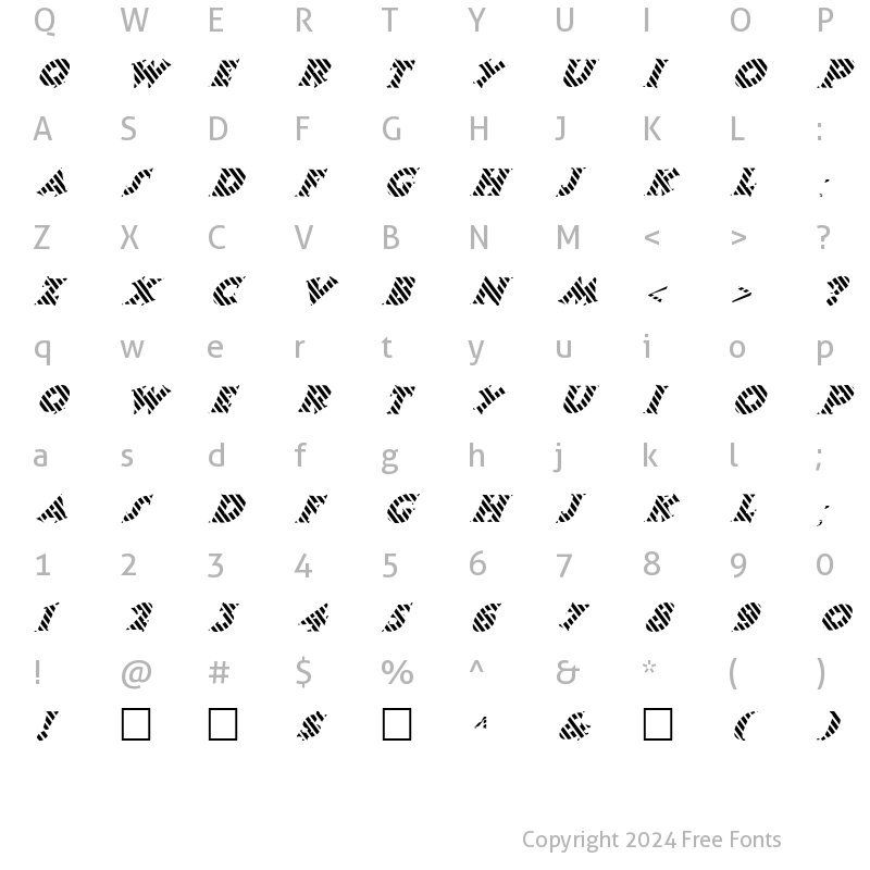 Character Map of FZ JAZZY 13 STRIPED ITALIC Normal