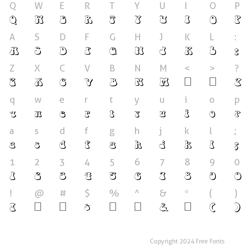 Character Map of FZ JAZZY 14 3D EX Normal