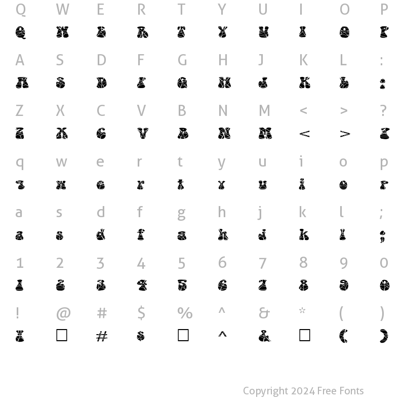 Character Map of FZ JAZZY 14 CRACKED EX Regular