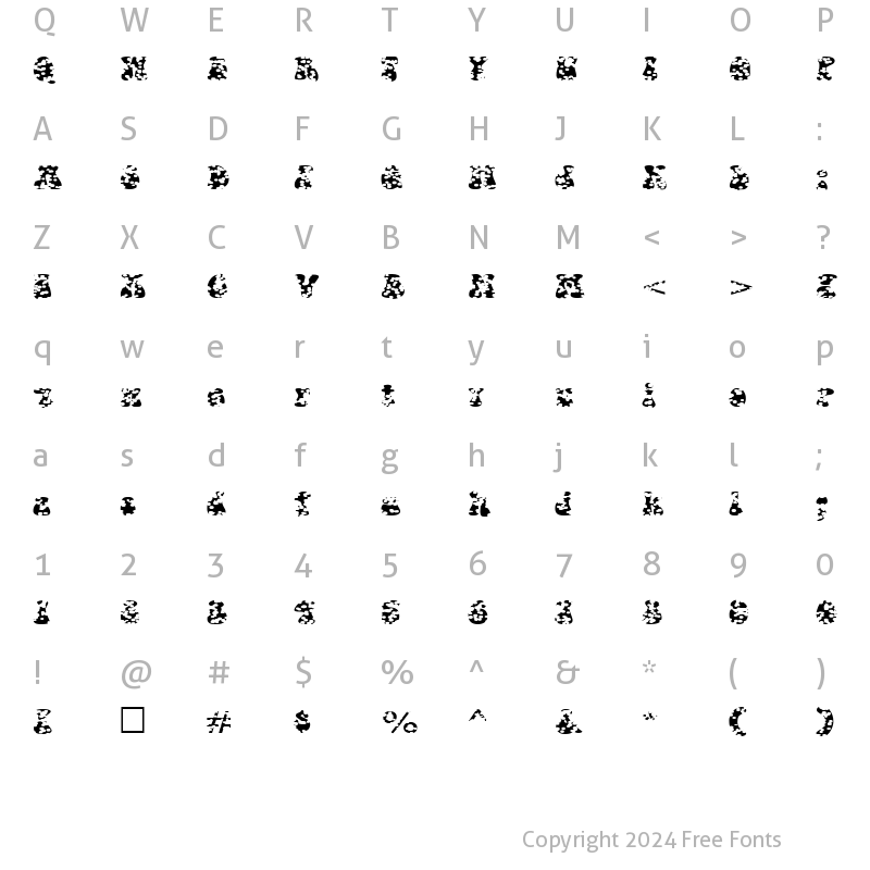 Character Map of FZ JAZZY 14 HOLEY EX Regular