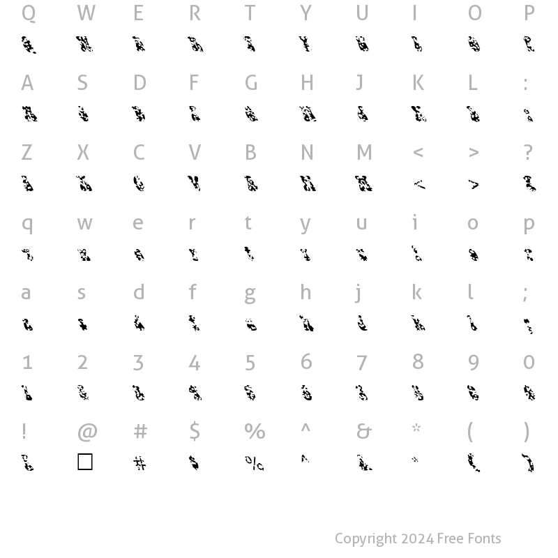 Character Map of FZ JAZZY 14 HOLEY LEFTY Regular